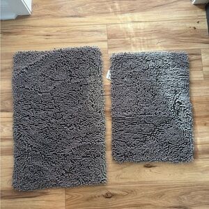 Gray Shaggy Bath Mats Set